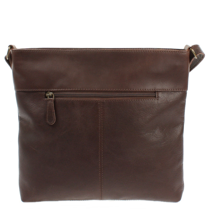 Leconi Umhängetasche Ledertasche Damen Schultertasche Leder dunkelbraun LE0066 Blitzangebot