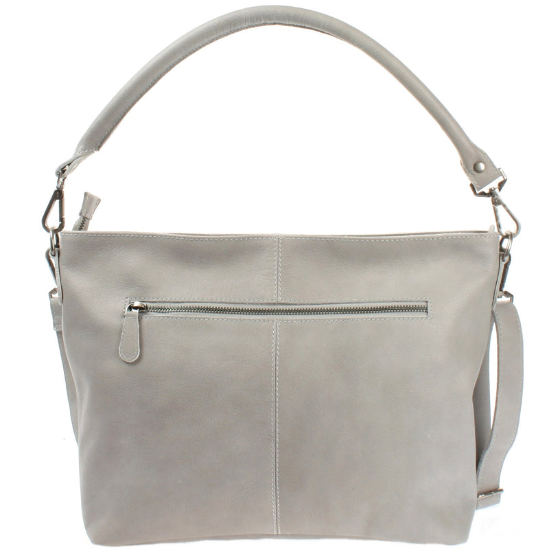Leconi Schultertasche Umhängetasche Ledertasche Leder Damen hellgrau LE0062 Neuheiten