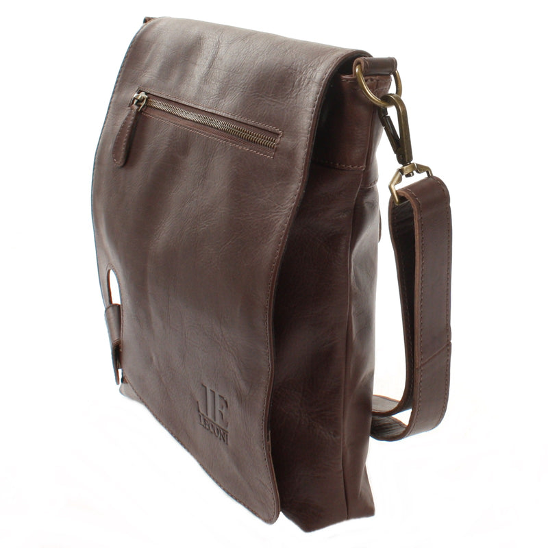 Leconi Umhängetasche Ledertasche Damen Schultertasche Leder dunkelbraun LE3073 Bestseller