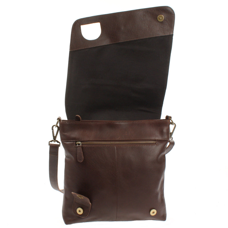Leconi Umhängetasche Ledertasche Damen Schultertasche Leder dunkelbraun LE3073 Bestseller