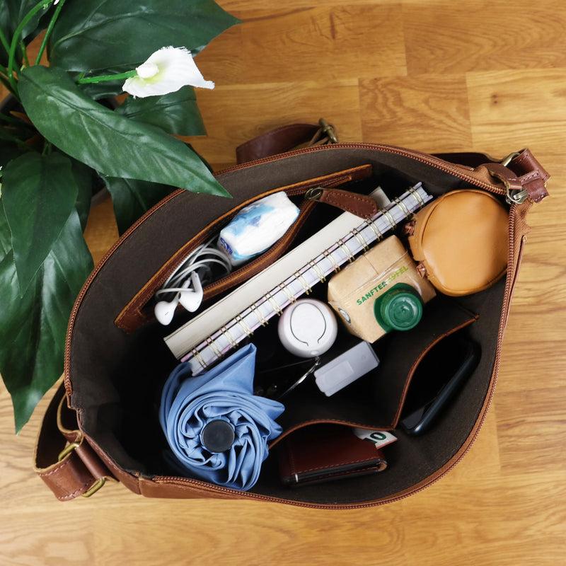 Leconi Umhängetasche Ledertasche Damen Herren Schultertasche Leder braun LE0067 Räumungsverkauf