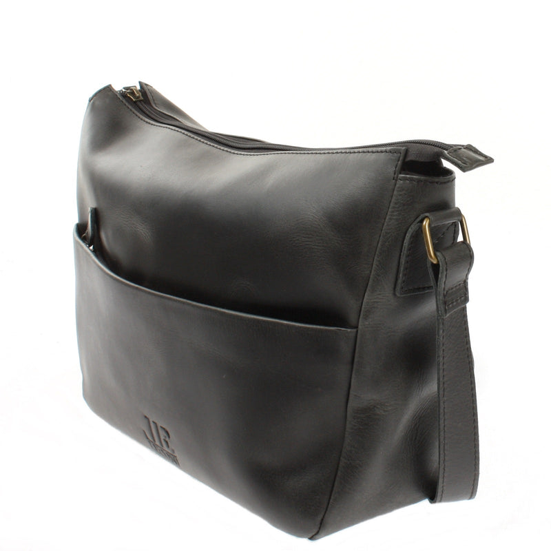 Leconi Umhängetasche Ledertasche Damen Herren Schultertasche Leder dunkelgrau LE0067 Kauf eins, bekomm eins gratis