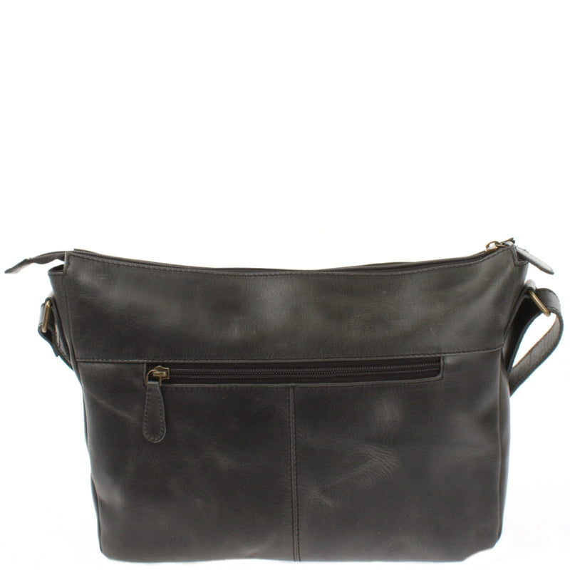 Leconi Umhängetasche Ledertasche Damen Herren Schultertasche Leder dunkelgrau LE0067 Kauf eins, bekomm eins gratis