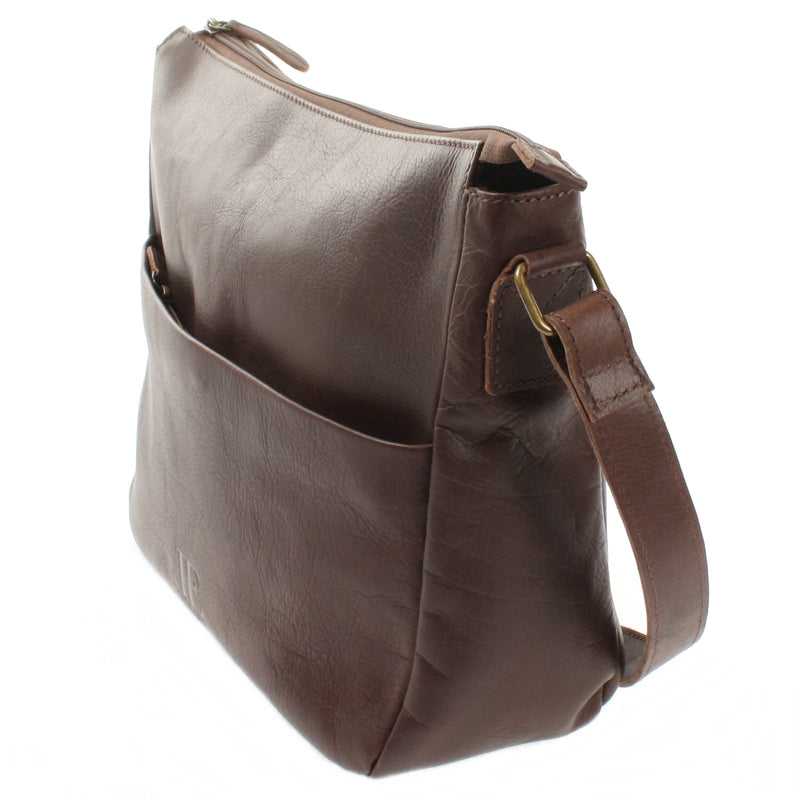 Leconi Umhängetasche Ledertasche Damen Herren Schultertasche Leder dunkelbraun LE0067 Tägliche Deals