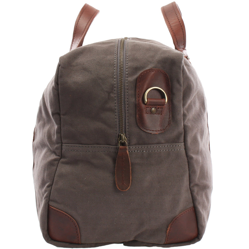 Leconi kleine Reisetasche Handgepäck Canvas Leder grau LE2009 VIP-Rabatte