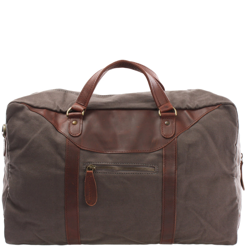 Leconi kleine Reisetasche Handgepäck Canvas Leder grau LE2009 VIP-Rabatte