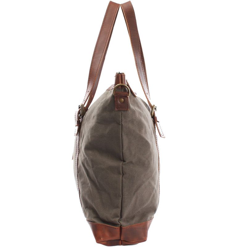 Leconi Weekender Reisetasche Shopper Damen Herren Leder Canvas grau LE2013 Tiefpreis