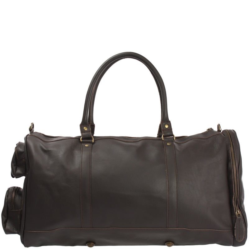 Leconi Reisetasche Weekender Sporttasche Ledertasche Damen Herren Leder dunkelbraun LE2017 Super Sparpreis