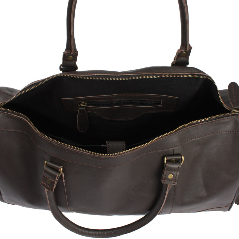 Leconi Reisetasche Weekender Sporttasche Ledertasche Damen Herren Leder dunkelbraun LE2017 Super Sparpreis