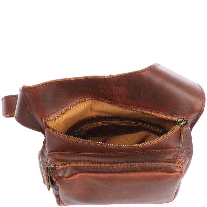 Leconi Umhängetasche Schultertasche Crossbag Damen Herren Leder braun LE3015 Wochenangebot