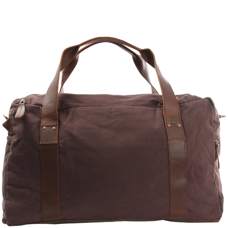 Leconi Weekender Sporttasche Reisetasche Damen Herren Leder Canvas mokka LE2014 Kostenlose Rückgabe
