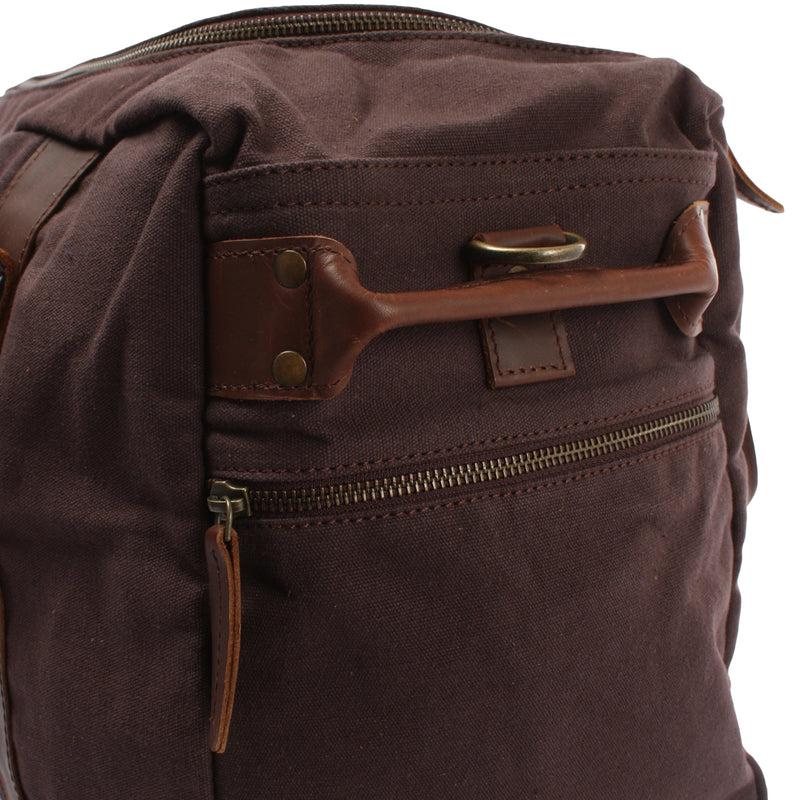 Leconi Weekender Sporttasche Reisetasche Damen Herren Leder Canvas mokka LE2014 Kostenlose Rückgabe