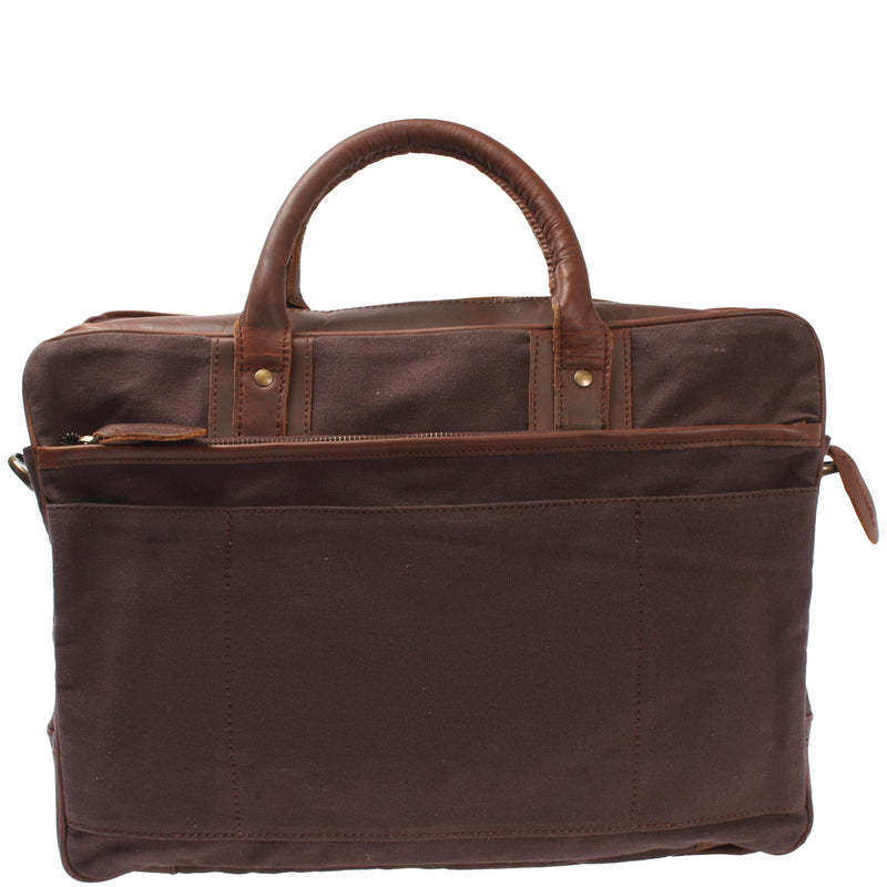Leconi Aktentasche Arbeitstasche Bürotasche Canvas Leder mokka LE3066 Letzte 3 Tage
