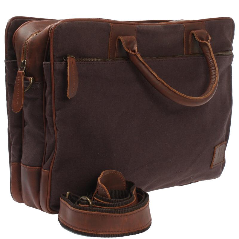 Leconi Aktentasche Arbeitstasche Bürotasche Canvas Leder mokka LE3066 Letzte 3 Tage