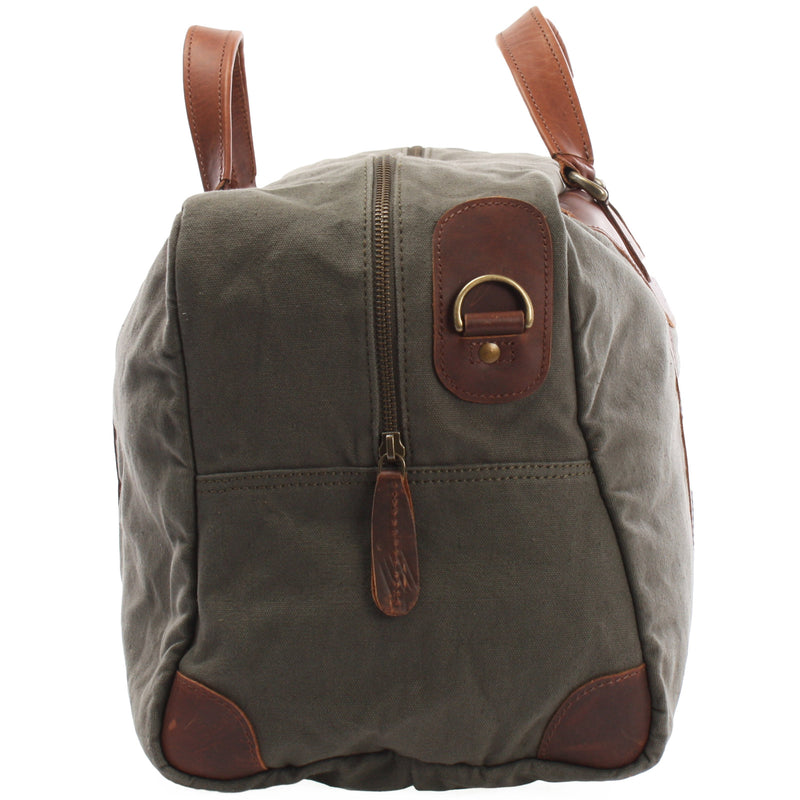 Leconi kleine Reisetasche Weekender Canvas Leder grün LE2009 JETZT KAUFEN