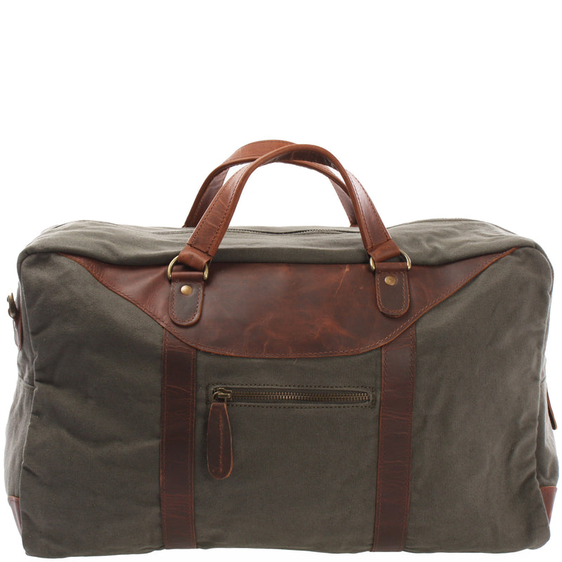 Leconi kleine Reisetasche Weekender Canvas Leder grün LE2009 JETZT KAUFEN