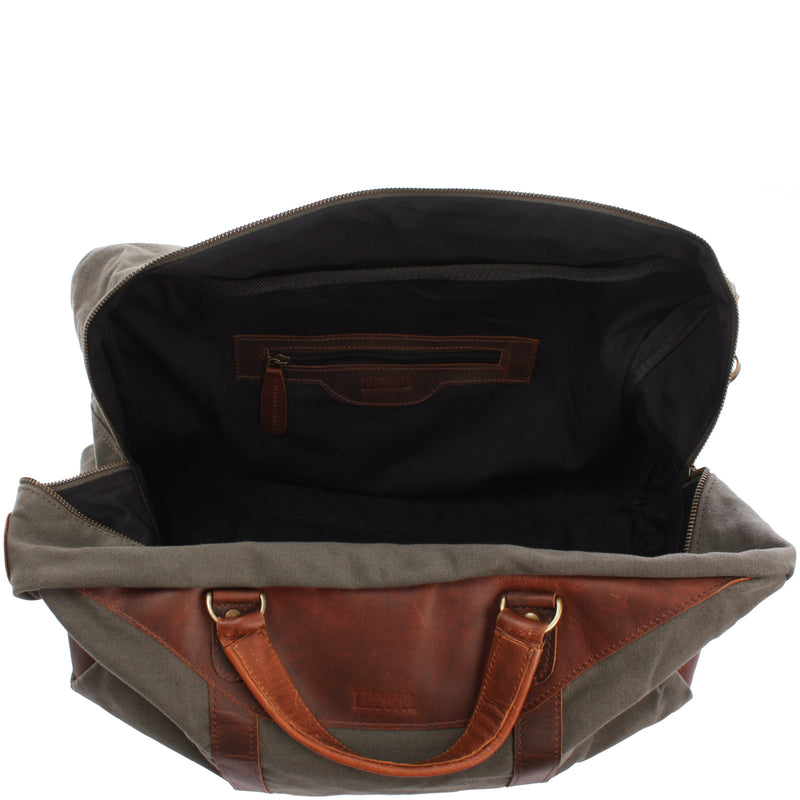 Leconi kleine Reisetasche Weekender Canvas Leder grün LE2009 JETZT KAUFEN