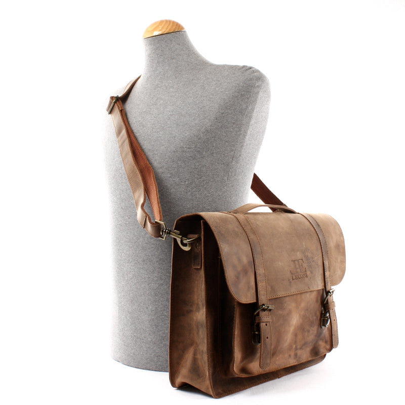 Leconi Messenger Bag Aktentasche Damen Herren Leder vintage braun LE3055 Neueste Stile