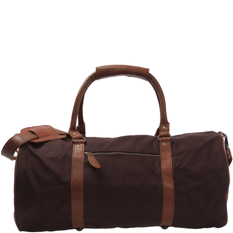 Leconi Weekender Reisetasche Sporttasche vintage Leder Canvas mokka LE2004