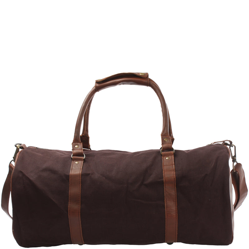 Leconi Weekender Reisetasche Sporttasche vintage Leder Canvas mokka LE2004 Letzter Tag