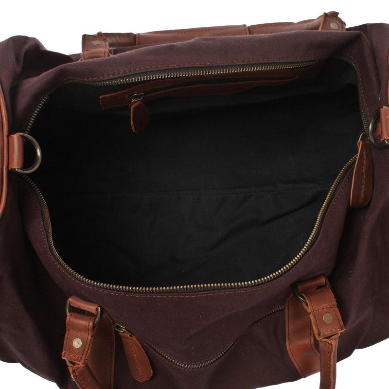 Leconi Weekender Reisetasche Sporttasche vintage Leder Canvas mokka LE2004 Letzter Tag