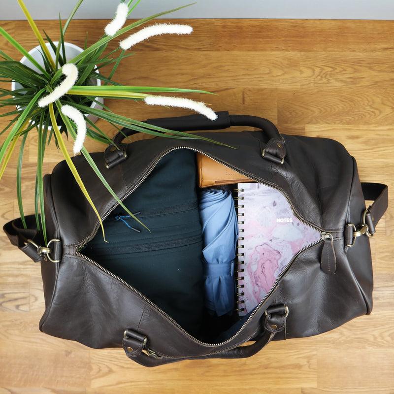 Leconi Weekender Reisetasche Sporttasche vintage Leder dunkelbraun LE2004 Zeitbegrenzte Promotion