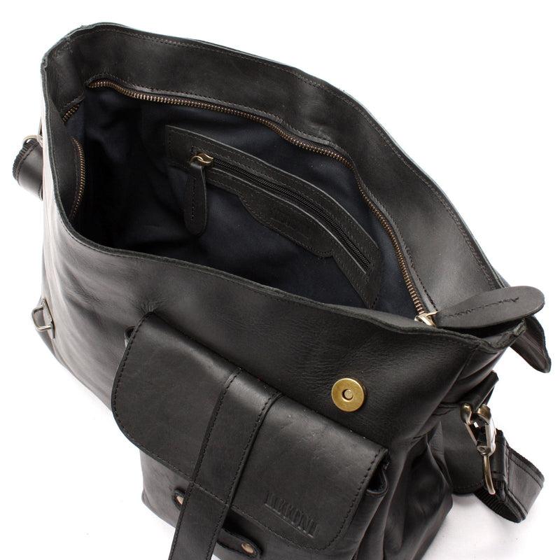 Leconi Messenger Bag Collegetasche DIN A4 Kuriertasche Leder schwarz LE3032 Bis zu 50% Rabatt