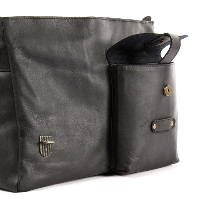 Leconi Messenger Bag Collegetasche DIN A4 Kuriertasche Leder schwarz LE3032 Bis zu 50% Rabatt