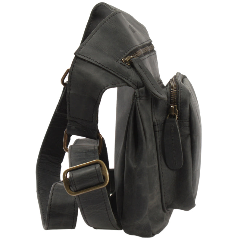 Leconi Umhängetasche Schultertasche Crossbag Damen Herren Leder grau LE3015 Bis zu 60% Rabatt