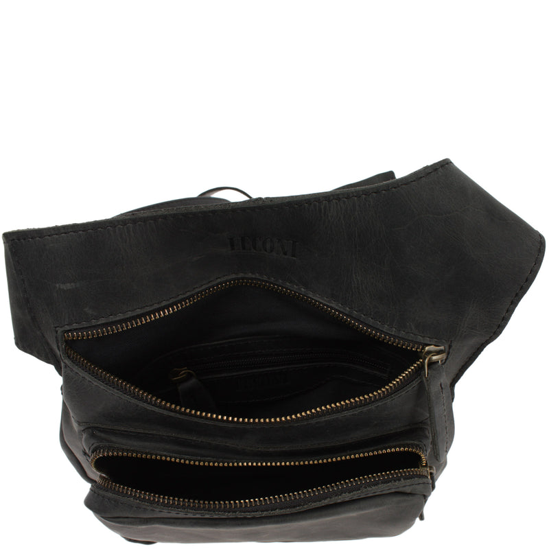 Leconi Umhängetasche Schultertasche Crossbag Damen Herren Leder grau LE3015 Bis zu 60% Rabatt