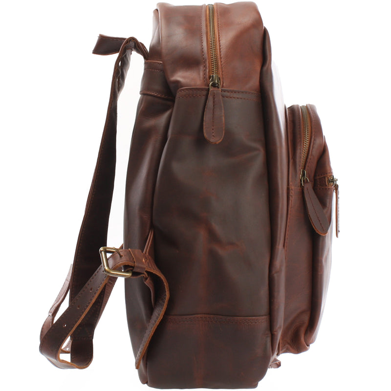 Leconi Rucksack Lederrucksack Freizeitrucksack Damen Herren Leder braun LE1017 Nur für heute