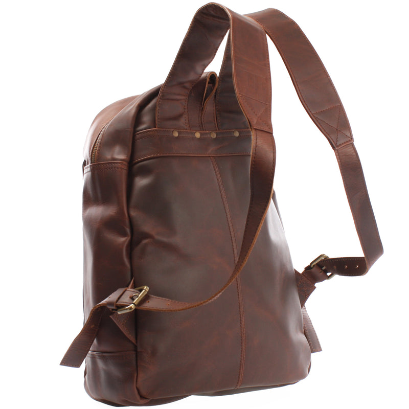 Leconi Rucksack Lederrucksack Freizeitrucksack Damen Herren Leder braun LE1017 Nur für heute