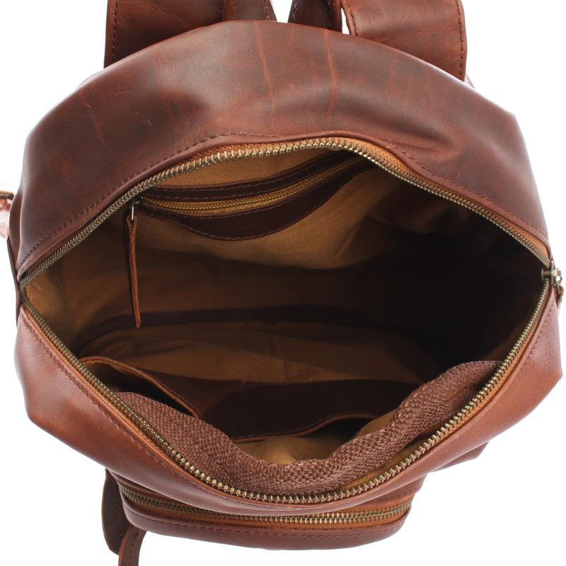 Leconi Rucksack Lederrucksack Freizeitrucksack Damen Herren Leder braun LE1017 Nur für heute