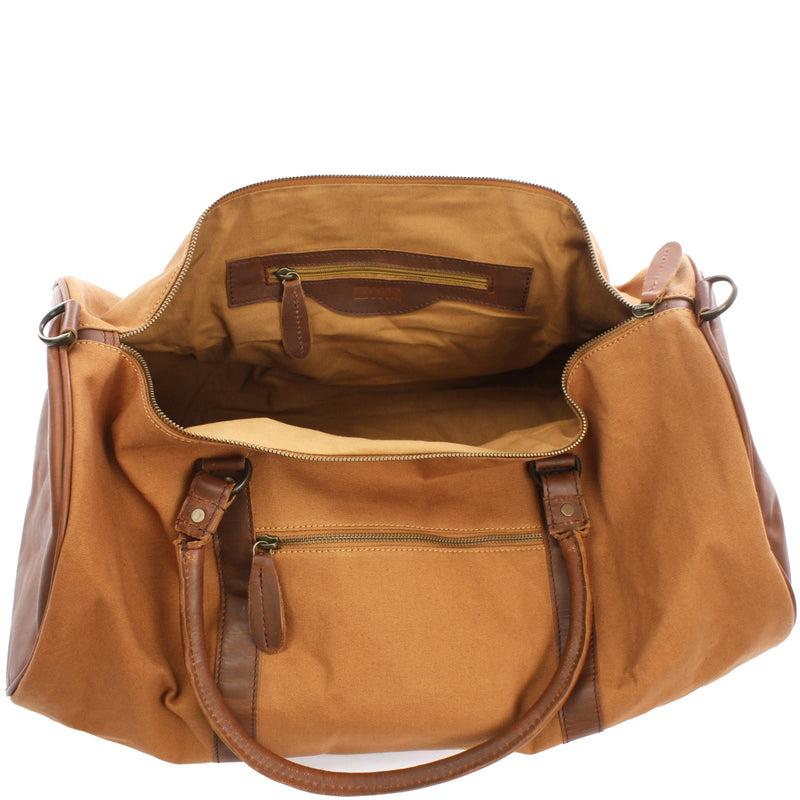 Leconi Weekender Reisetasche Sporttasche vintage Leder Canvas cognac LE2004 Sonderangebot der Fabrik