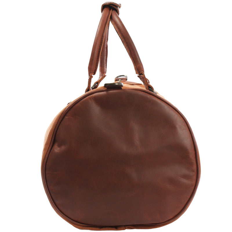 Leconi Weekender Reisetasche Sporttasche vintage Leder Canvas cognac LE2004 Sonderangebot der Fabrik