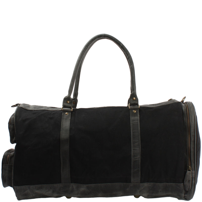 Leconi Reisetasche Weekender Sporttasche Damen Herren Leder Canvas schwarz LE2017 Vierteljährliche Förderung