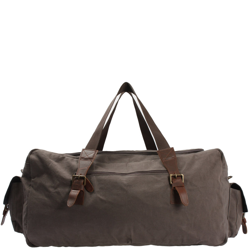 Leconi großer Weekender Reisetasche Sporttasche Damen Herren Leder Canvas grau LE2019 Bis zu 55% Rabatt
