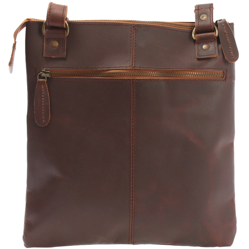 Leconi Umhängetasche Schultertasche Damen Herren Used Look Leder braun LE3011 Super Rabatt