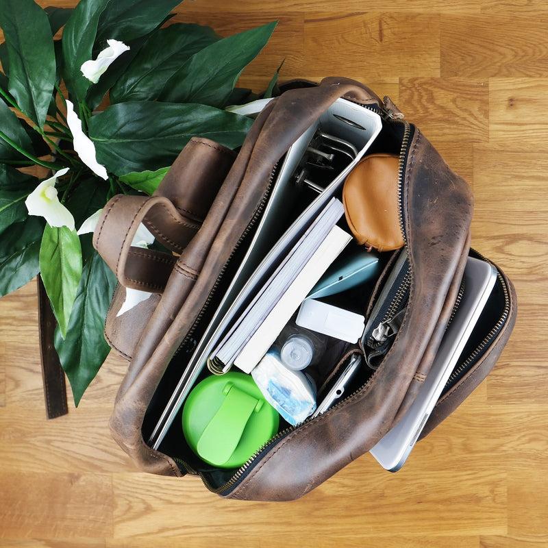 Leconi Rucksack Lederrucksack Freizeitrucksack Damen Herren Leder schlamm LE1017 Riesige Rabatte