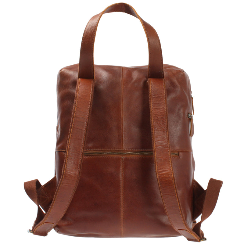 Leconi großer Rucksack Lederrucksack Freizeitrucksack Damen Herren Leder braun LE1020 Kostenloser Versand international