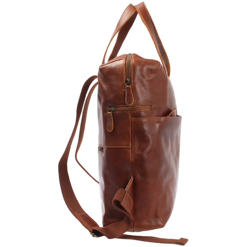 Leconi großer Rucksack Lederrucksack Freizeitrucksack Damen Herren Leder braun LE1020 Kostenloser Versand international