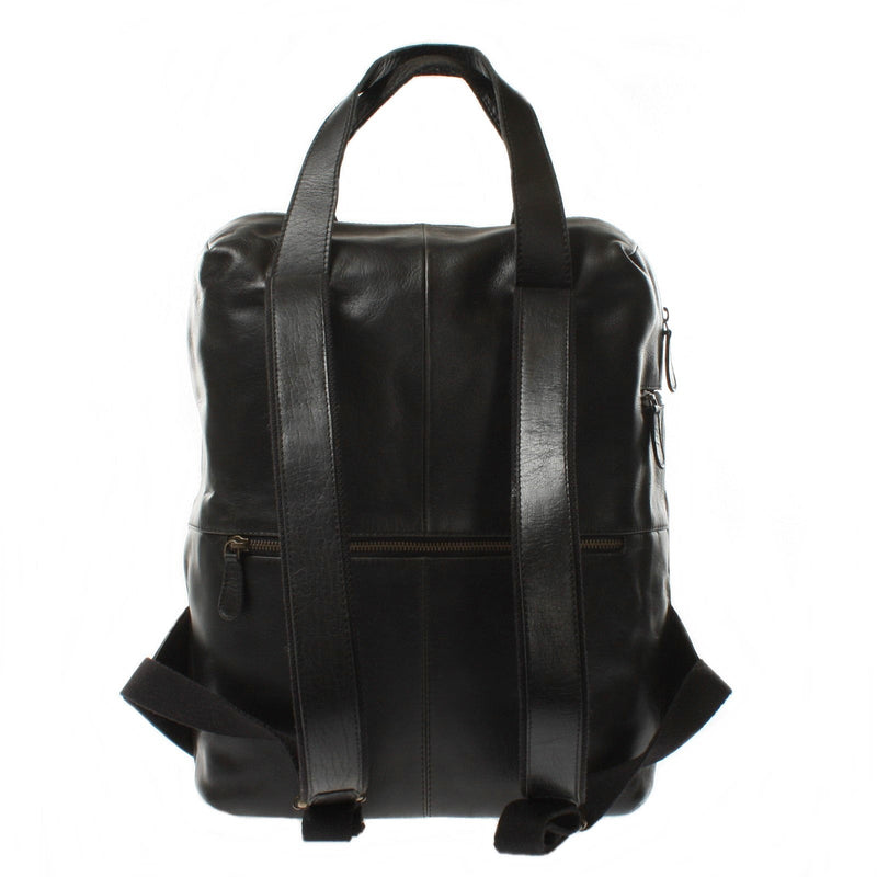 Leconi großer Rucksack Lederrucksack Freizeitrucksack Damen Herren Leder schwarz LE1020 Fabrikladen