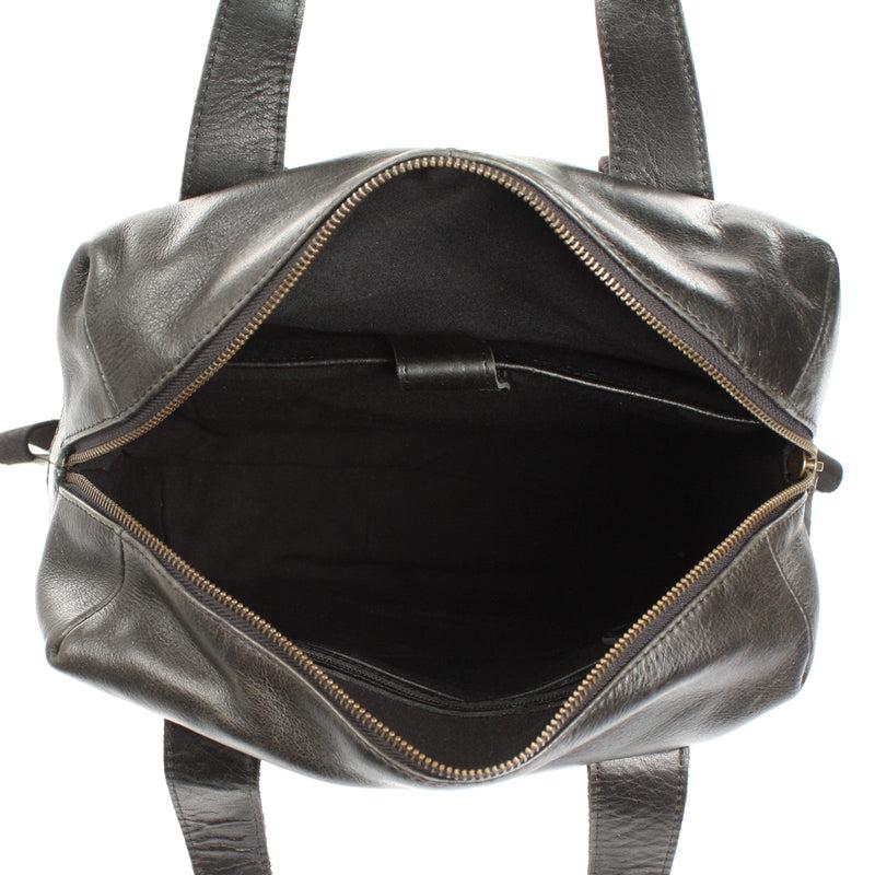Leconi großer Rucksack Lederrucksack Freizeitrucksack Damen Herren Leder schwarz LE1020 Fabrikladen