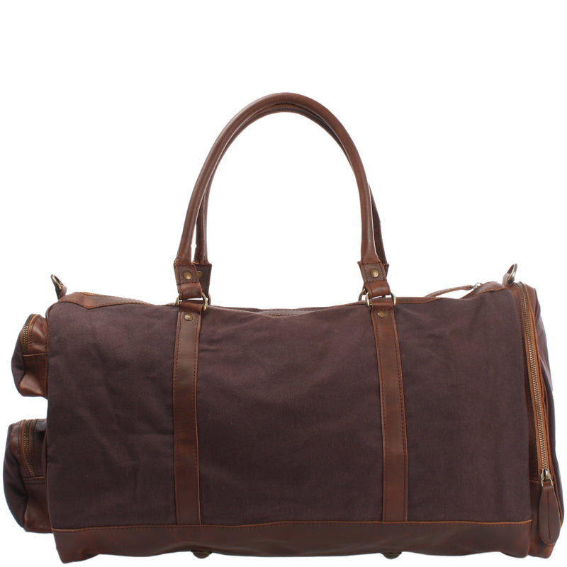 Leconi Reisetasche Weekender Sporttasche Damen Herren Leder Canvas mokka LE2017 Begrenzt auf 3 Tage