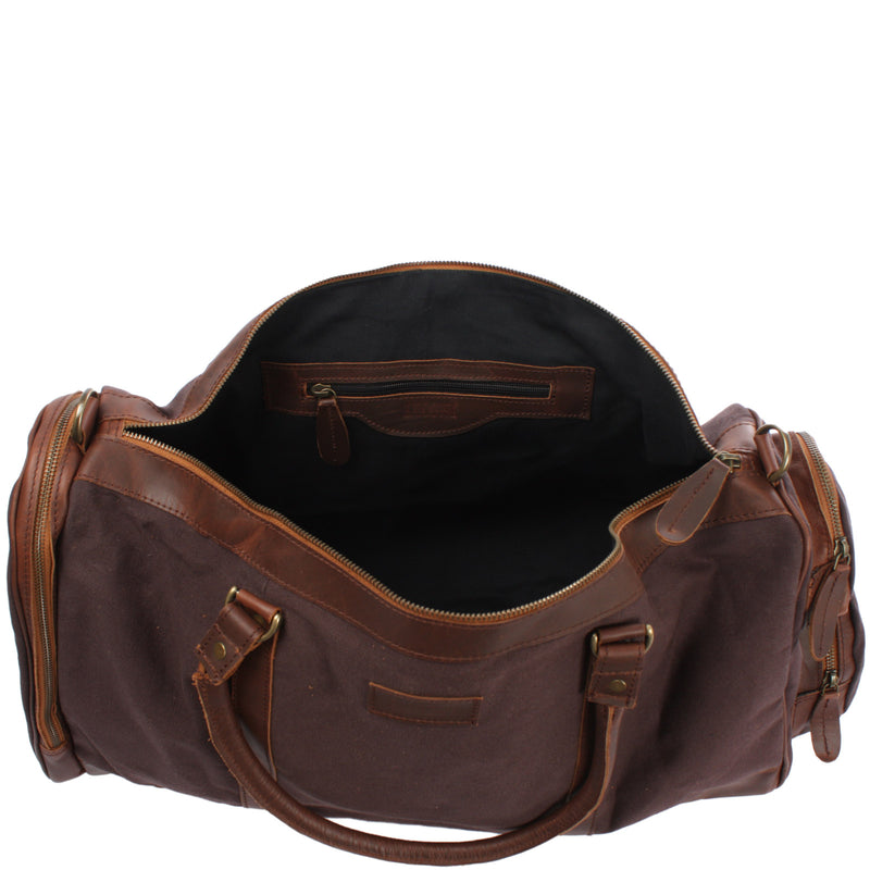 Leconi Reisetasche Weekender Sporttasche Damen Herren Leder Canvas mokka LE2017 Begrenzt auf 3 Tage