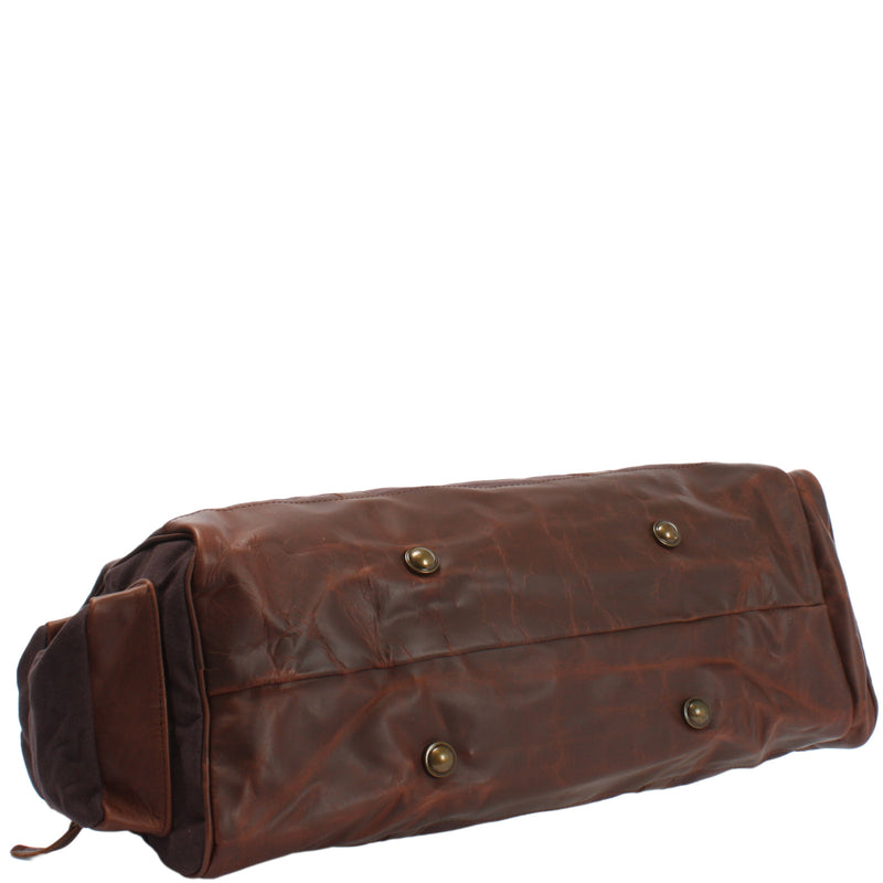 Leconi Reisetasche Weekender Sporttasche Damen Herren Leder Canvas mokka LE2017 Begrenzt auf 3 Tage