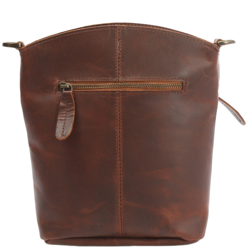 Leconi kleine Umhängetasche Schultertasche Freizeittasche Leder braun LE3049 Speichern exportieren