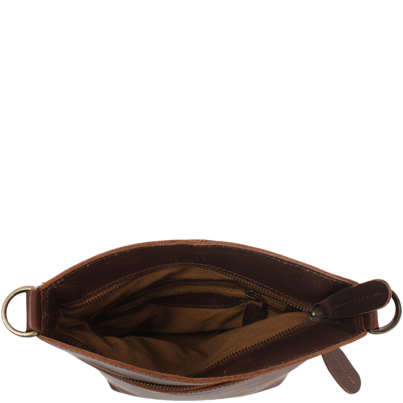 Leconi kleine Umhängetasche Schultertasche Freizeittasche Leder braun LE3049 Speichern exportieren