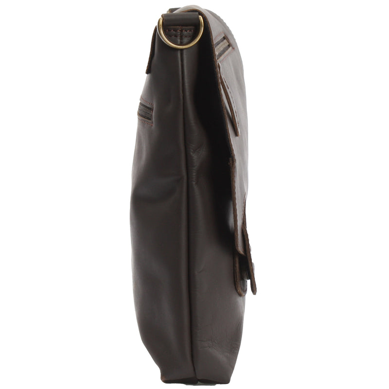 Leconi Umhängetasche Ledertasche Schultertasche Leder dunkelbraun LE3027 Black Friday Preise