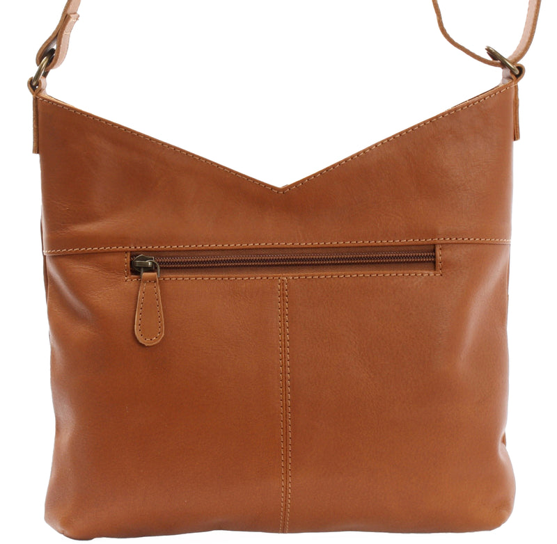 Leconi Umhängetasche Damentasche Schultertasche Leder cognac LE0065 zollfrei